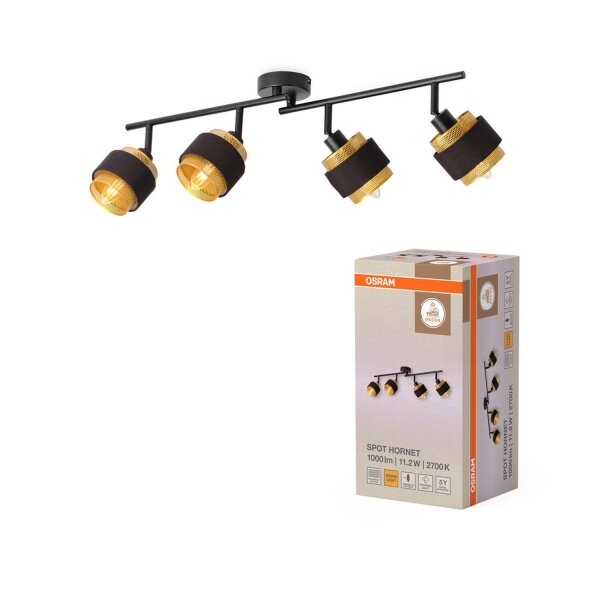 Deckenstrahler flexibel Schwarz Stoff E14 L:71 cm OSRAM