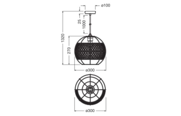 Hängelampe Rattan Metall E27 L:30 cm Esstisch OSRAM