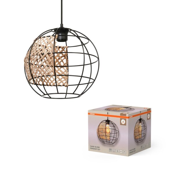 Hängelampe Rattan Metall E27 L:30 cm Esstisch OSRAM