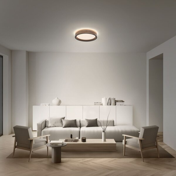 LED Deckenleuchte Click-DIM Schwarz Holz 3000K OSRAM