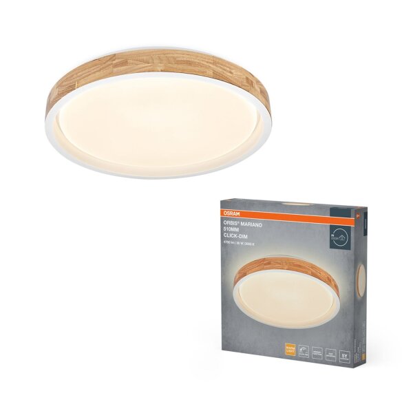 LED Deckenleuchte Click-DIM Weiß Holz 3000K Ø51cm OSRAM
