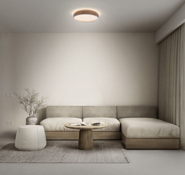 LED Deckenleuchte Click-DIM Weiß Holz 3000K Ø31cm OSRAM