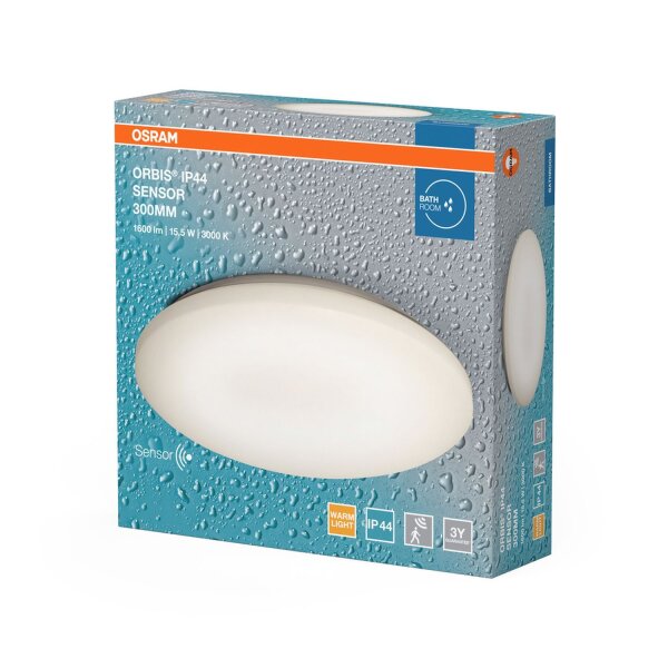 LED Deckenleuchte Weiß Alu 3000K IP44 Ø30cm rund OSRAM