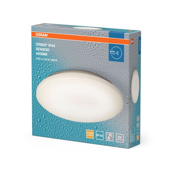 LED Deckenlampe Weiß Alu 3000K IP44 rund Ø40cm OSRAM