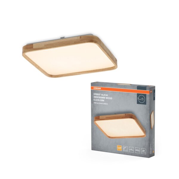 LED Deckenleuchte Click-DIM Holz 3000K B:39,5cm OSRAM