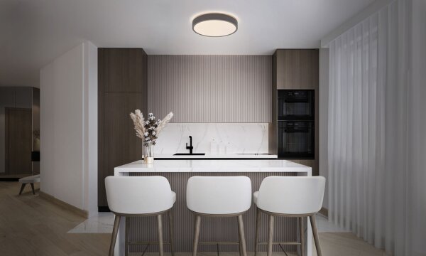 LED Deckenleuchte Click-DIM Stoff Grau rund 3000K OSRAM