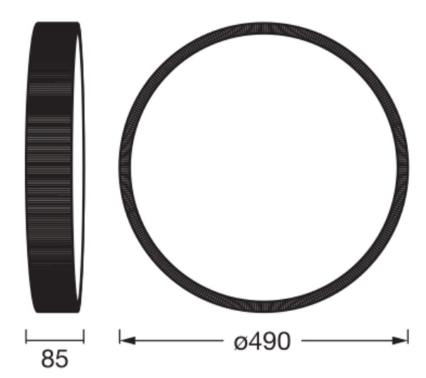 LED Deckenleuchte Grau Stoff Click-DIM 3000K Ø49 cm