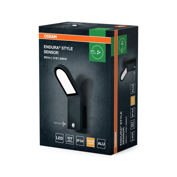 LED Wandlampe Sensor Dunkelgrau 3000 K IP44 OSRAM