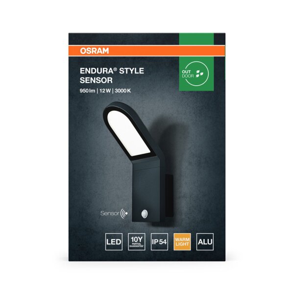 LED Wandlampe Sensor Dunkelgrau 3000 K IP44 OSRAM