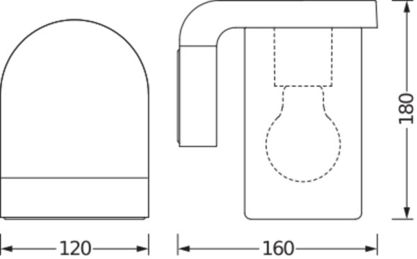 Wandleuchte Bernstein Glas Alu IP44 E27 H:16 cm OSRAM
