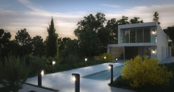 Wandlampe Dunkelgrau Alu Glas IP44 E27 H:16 cm OSRAM