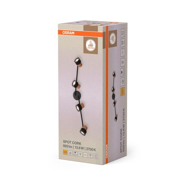 Deckenstrahler Schwarz Kork Braun GU10 81,3 cm OSRAM