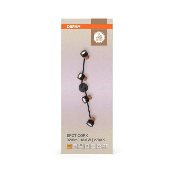 Deckenstrahler Schwarz Kork Braun GU10 81,3 cm OSRAM