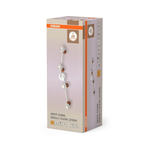 Deckenstrahler flexibel Weiß Kork GU10 L:81,3 cm OSRAM