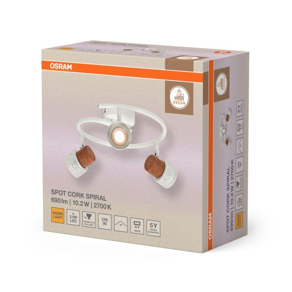 Deckenstrahler flexibel Weiß Kork GU10 31 cm OSRAM