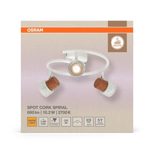 Deckenstrahler flexibel Weiß Kork GU10 31 cm OSRAM