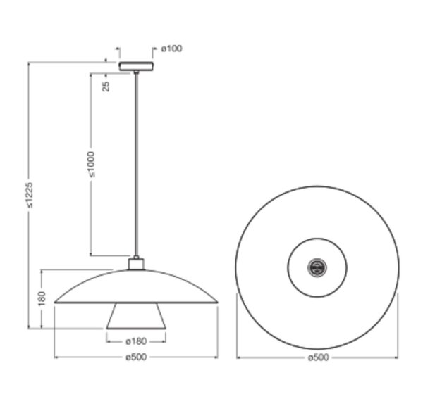 Runde Pendelleuchte Grün Gelb Schwarz E27 Ø50 cm OSRAM