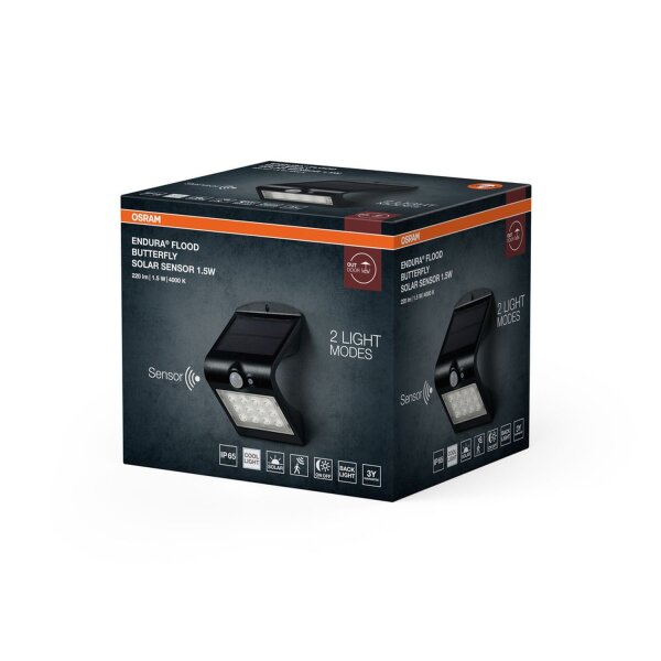 LED Solar Spot Metall Sensor Schwarz 4000K IP65 OSRAM