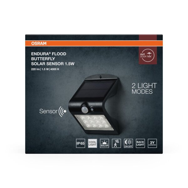 LED Solar Spot Metall Sensor Schwarz 4000K IP65 OSRAM