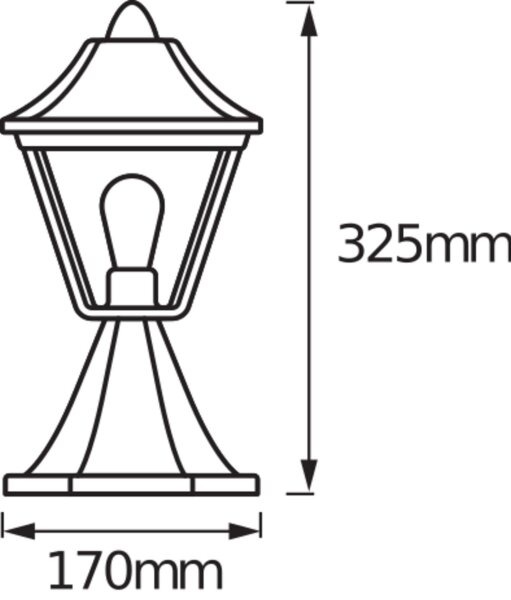 Sockelleuchte Schwarz Alu Glas IP44 E27 H:32,5 cm OSRAM