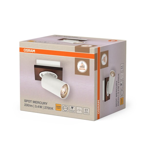 Wandleuchte schwenkbar Weiß Holz GU10 B:11 cm OSRAM