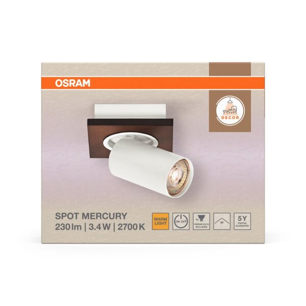 Wandleuchte schwenkbar Weiß Holz GU10 B:11 cm OSRAM