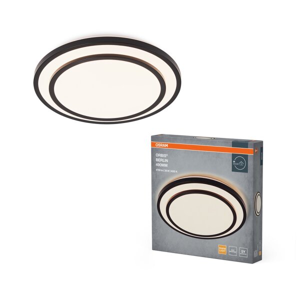 LED Deckenlampe Schwarz Metall 3000K Ø49,2cm rund OSRAM