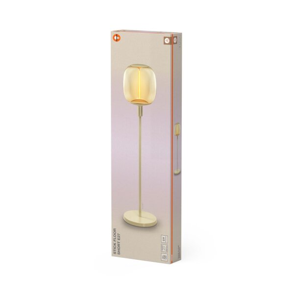 Stehleuchte Beige Stahl Glas E27 H:78 cm OSRAM