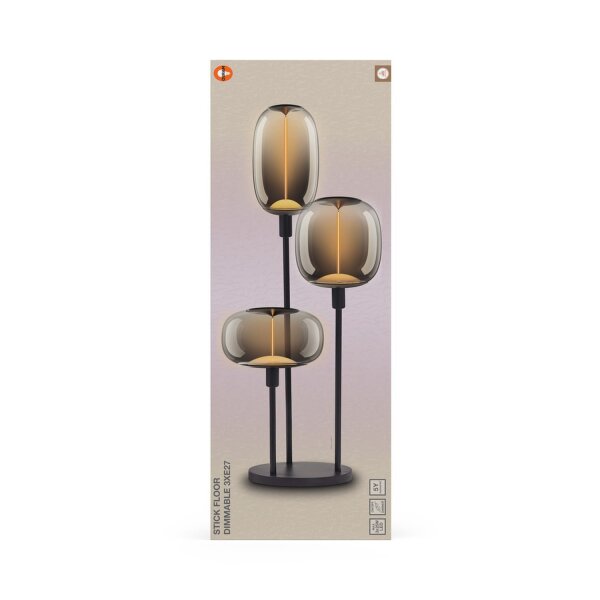Stehlampe Dunkelgrau Stahl Glas E27 H:78 cm OSRAM