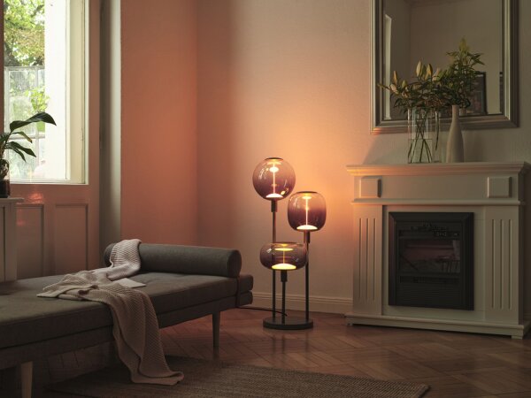 Stehlampe Dunkelgrau Stahl Glas E27 H:78 cm OSRAM