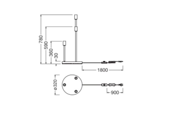 Stehlampe Dunkelgrau Stahl Glas E27 H:78 cm OSRAM