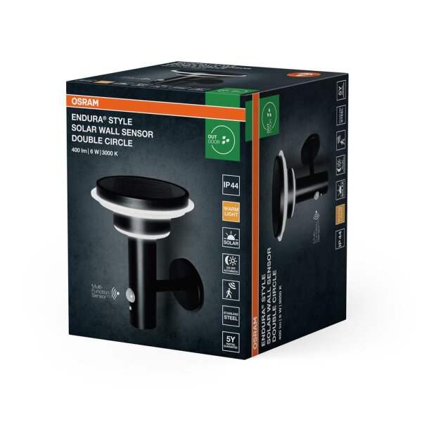LED Solar Wegeleuchte Sensor Edelstahl 3000K IP44 OSRAM