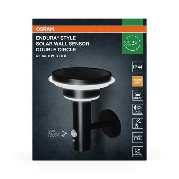 LED Solar Wegeleuchte Sensor Edelstahl 3000K IP44 OSRAM