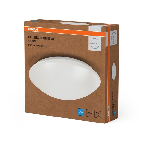 Runde LED Deckenlampe Weiß Metall 6500 K B:40cm OSRAM