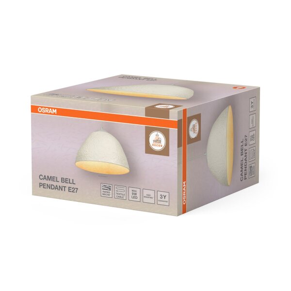 Pendelleuchte Pappmaché Metall Weiß L:37,5 cm E27 OSRAM