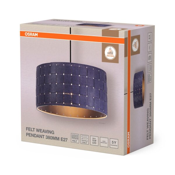 Pendelleuchte Filz E27 Metall Ø38 cm modern OSRAM