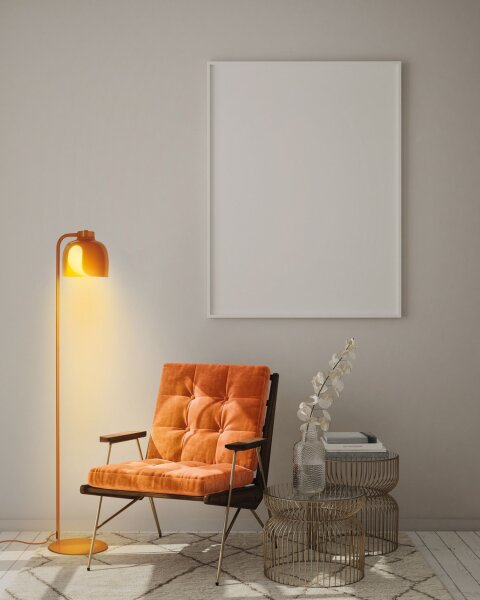Stehleuchte Glas E27 Orange Metall H:141 cm OSRAM