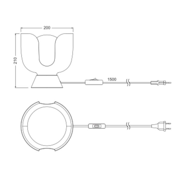 Tischlampe Glas E14 Schwarz Metall H:21 cm OSRAM