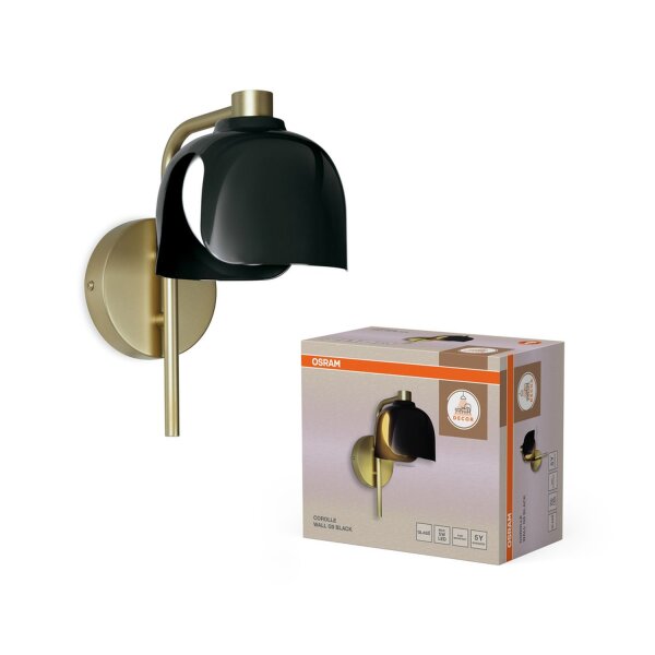 Wandlampe Glas G9 Gold Schwarz H:24,5 cm blendarm OSRAM