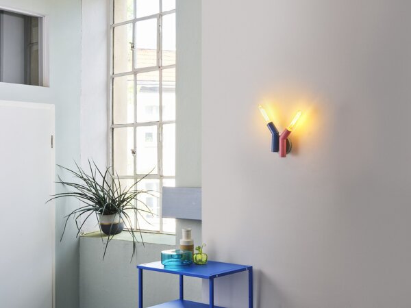 Wandlampe Grau Stahl Rot E27 B:18 cm modern OSRAM