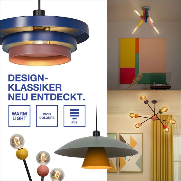 Wandlampe Grau Stahl Rot E27 B:18 cm modern OSRAM