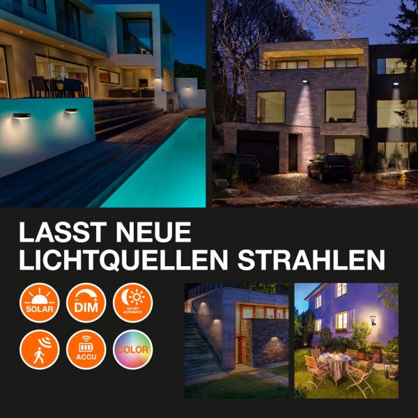 LED Solar Wandlampe Sensor Metall 3000 K IP65 OSRAM