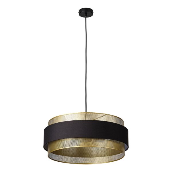 Pendelleuchte Gold Schwarz Stoff E27 Ø50cm modern OSRAM