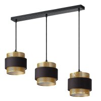 Hängelampe Gold Schwarz Stoff E27 L:78 cm modern OSRAM
