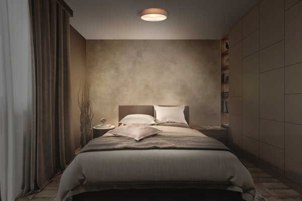 Deckenlampe Braun Stoff E27 rund L:30cm modern OSRAM