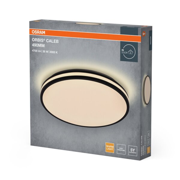 LED Deckenleuchte Schwarz Metall 3000K Ø49cm rund OSRAM