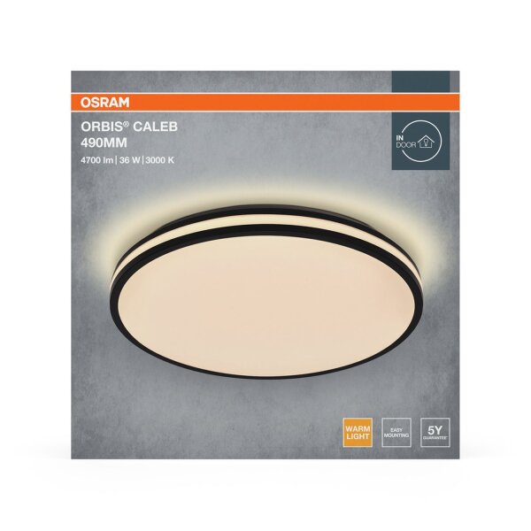 LED Deckenleuchte Schwarz Metall 3000K Ø49cm rund OSRAM