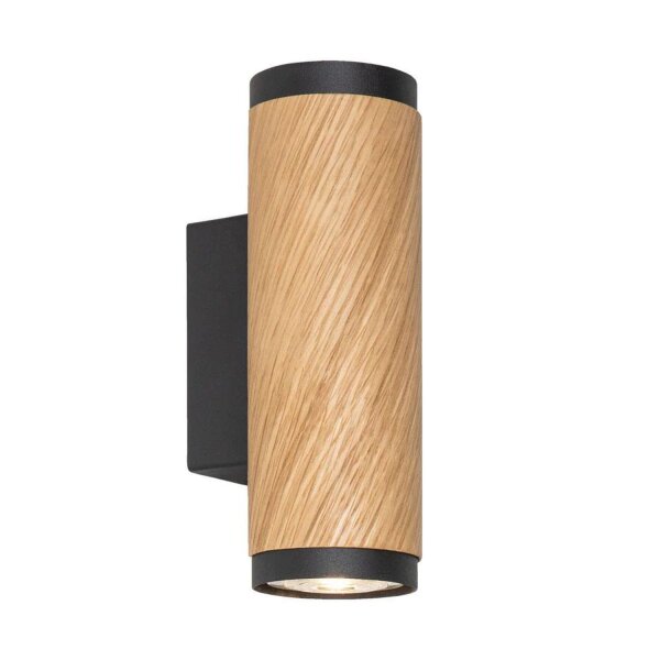 Up Down Wandlampe H: 18 cm klein 2x GU10 Holzfurnier Metall