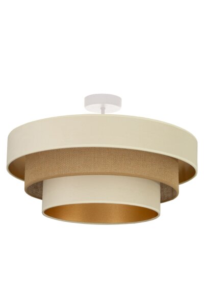 Deckenlampe Jute Samt Weiß Ecru Beige E27 Ø50 cm