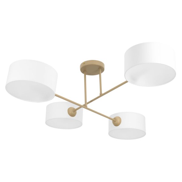 Deckenlampe Stoff Beige Weiß E27 L:80 cm gemütlich